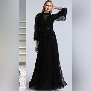 Custom Black Special/Party Occasion Beaded Dress - Size S